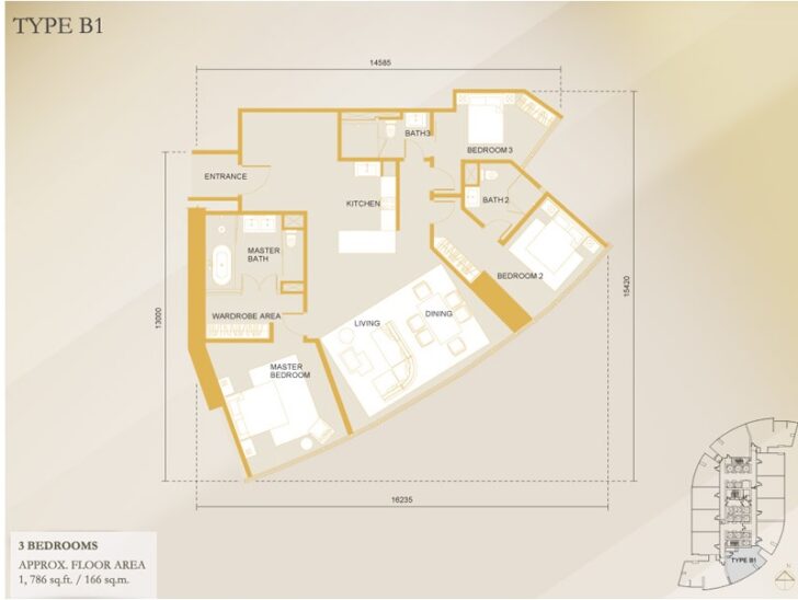 3部屋　1786sqf