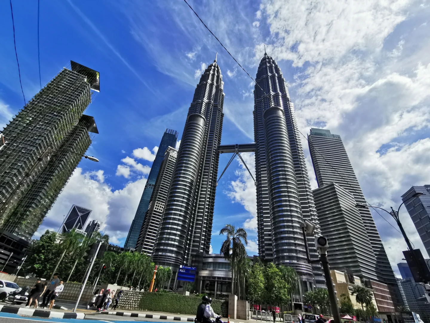 The pedestrian space and Twin Towers in KLCC