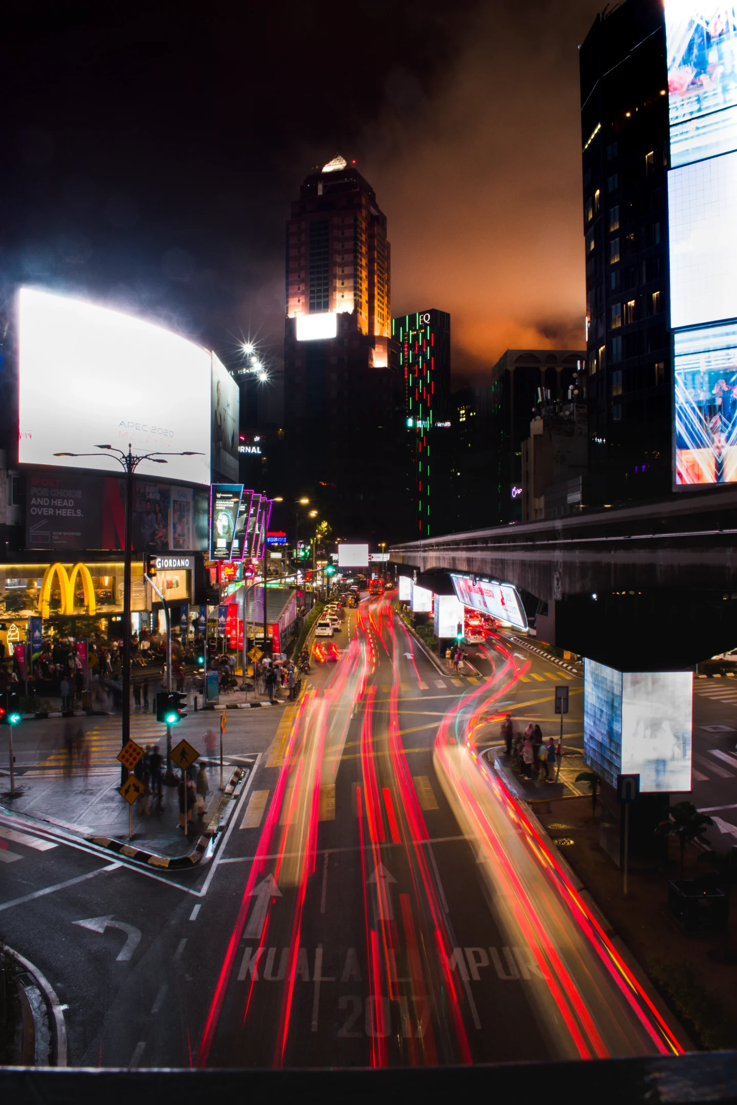 Street traffic in Bukit Bintang at night